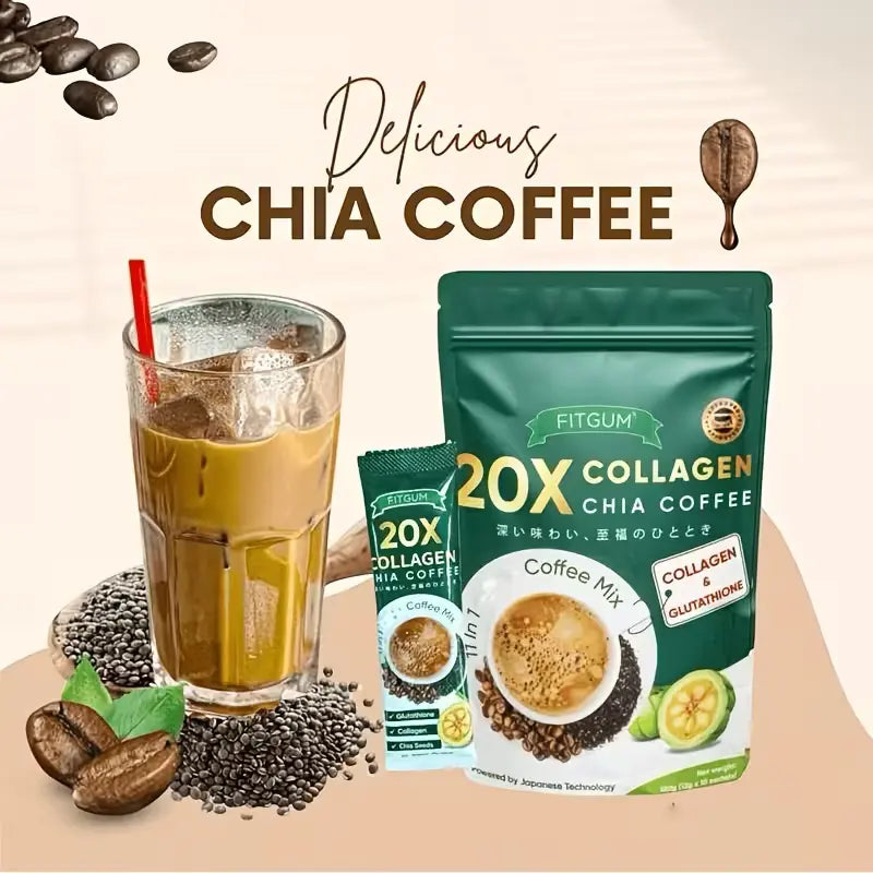 Indulge in a Guilt-Free Coffee Experience with 10/20 Pcs Sugar-Free 11-In-1 Robusta Collagen Coffee Sachets - A Smooth, Rich Daily Bean Blend Infused with Chia Seeds and Goji Berries for Ultimate Wellness!